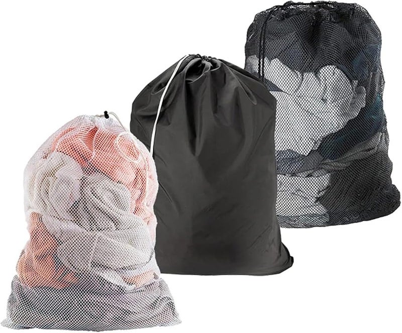 حقيبة غسيل كبيرة بشبكة وسحب 90 سم × 60 سم اللون 2 لغسيل الملابس - Image 3